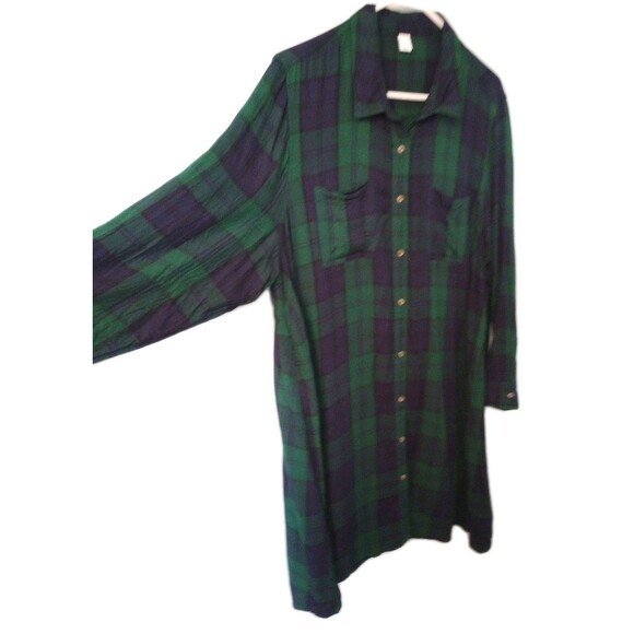 Old Navy Tunic Shirt dress XXL Blue Green Tartan Plaid Long Sleeve Holiday - Picture 4 of 6